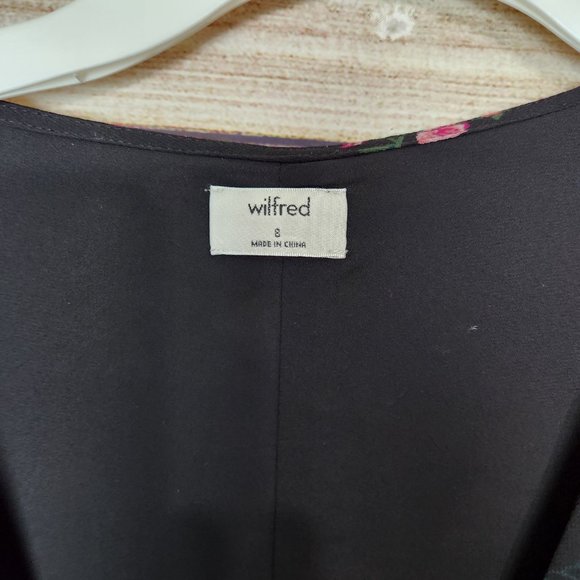 Aritzia Wilfred Womens Button Long Sleeve Black Floral Dress Size 8 - Picture 7 of 13